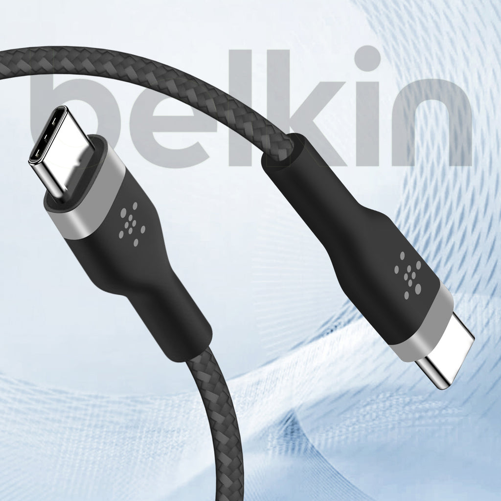 Câble à gaine tressée USB-C vers USB-C (60W) 1m Noir BELKIN (Officiel)